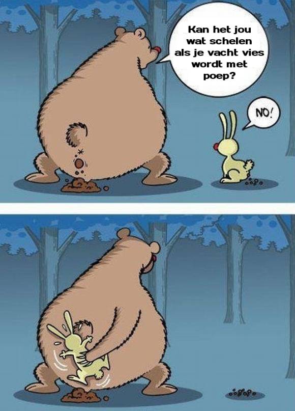 Leuke cartoon met beer en konijn