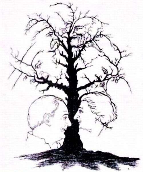 Hoeveel gezichten zie je in deze boom?
