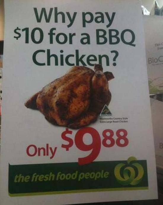 Waarom maar liefst $10,- betalen voor een BBQ-kip?