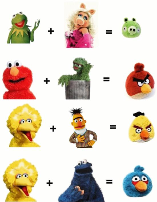 Sesamstraat + Sesamstraat = Angry Birds
