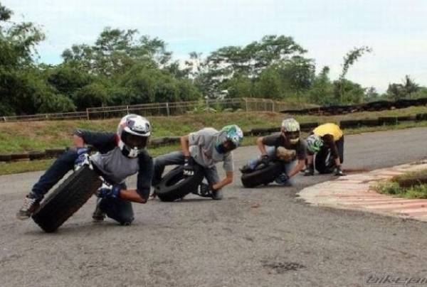 Stoere motorrijders