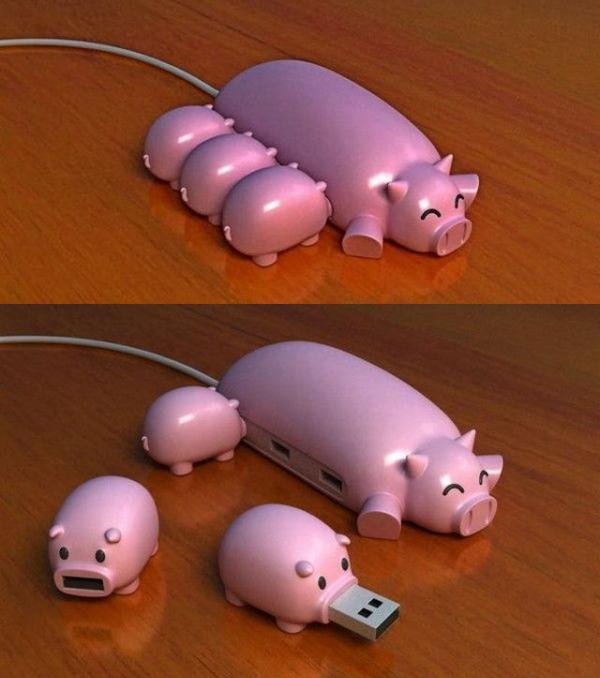 USB hub met biggetjes