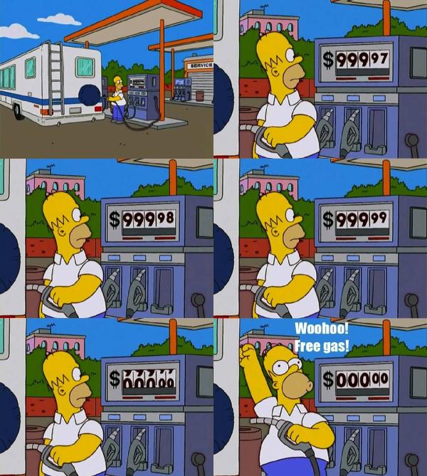 Benzine tanken met Homer Simpson