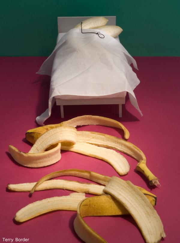 2 bananen liggen in bed