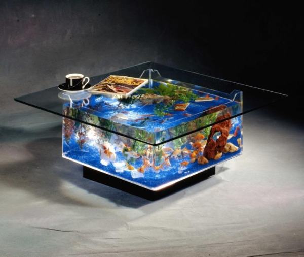 Aquarium in een salontafel