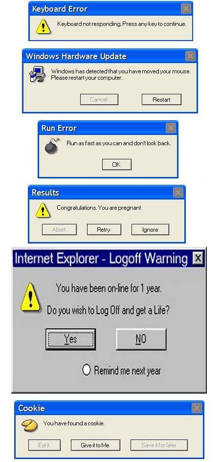 Grappige computer foutmeldingen